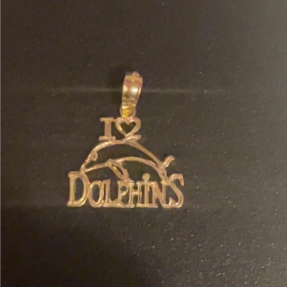 14k i heart dolphins pendant